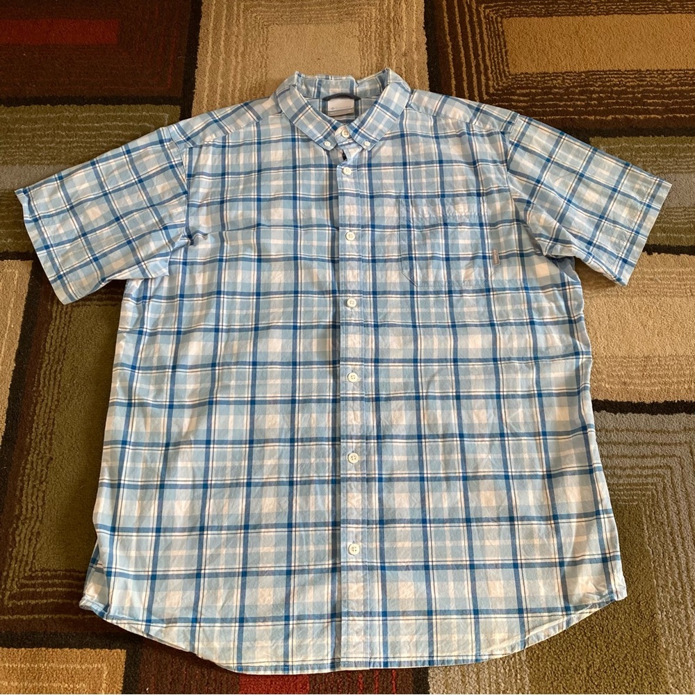 Columbia Rapid Rivers Button Up Plaid Shirt Short Sleeve Men's Size XL AM9132 - Picture 1 of 9